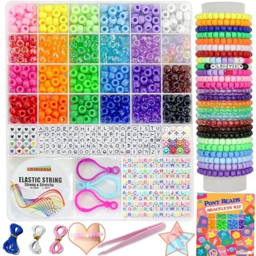 Pony Beads Bulk, Kandi Beads for Necklace Jewelry Making Hair Braiding, Bracelets Making Kits, Hair Bead, Bracelet Plastic Bead