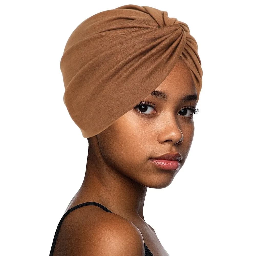 Comfortable Vintage Hijab Caps Wrap Style Soft Polyester Twist Knot Turban Hat Elastic Breathable Head Cover Hair Loss