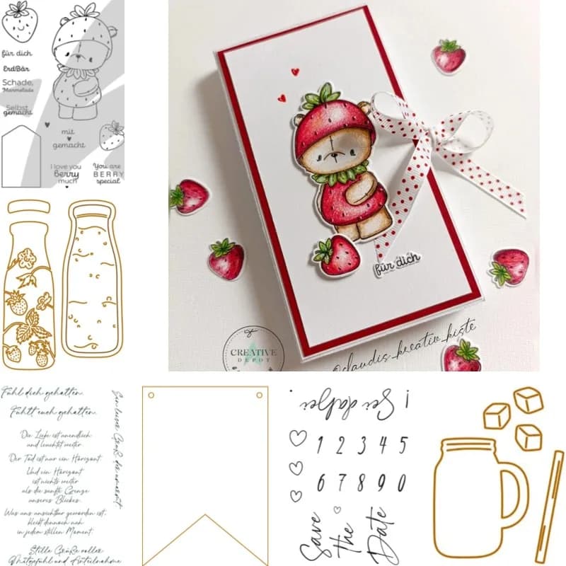 The Strawberry Shake Set Strawberry Mix Metal Cutting Dies & Stamps Scrapbook Diary Decoration Stencil Embossing Template DIY