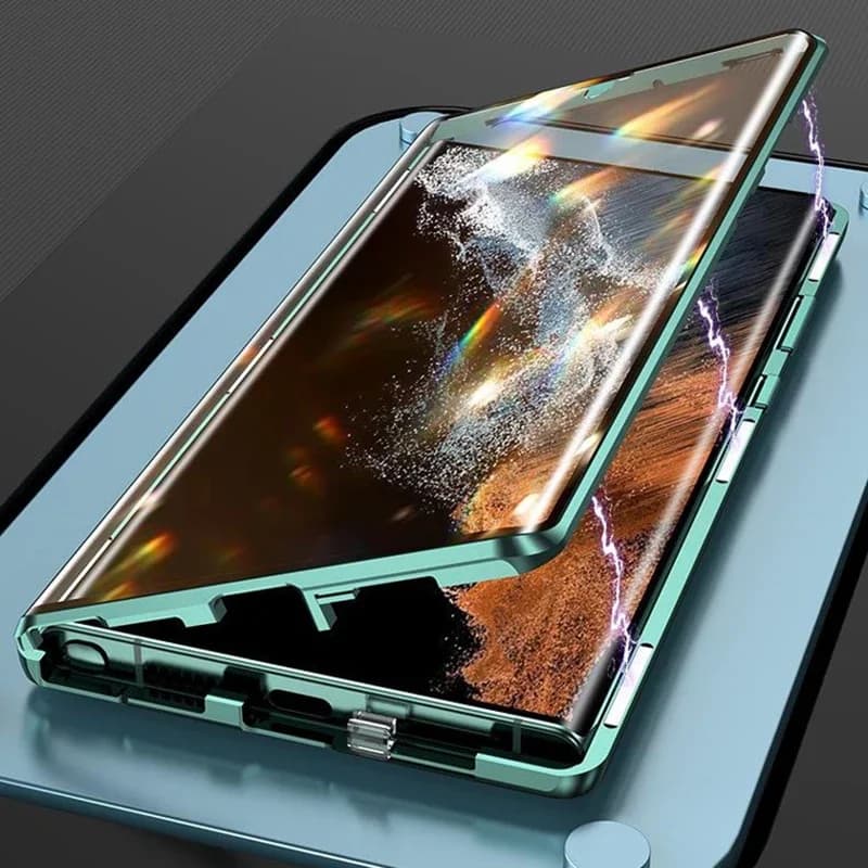 Custodia protettiva 360 Full Protection in metallo con vetro a doppia faccia e blocco per Samsung Galaxy S26 S25 S24 Ultra S23 Plus, con protezione per l'obiettivo