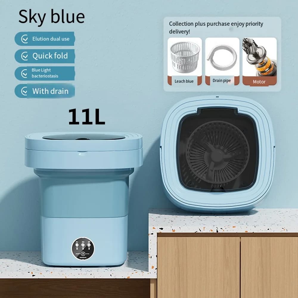 6L 11L Foldable Portable Washing Machine Large Capacity With Bucket For Rotating Dryer For Clothes Socks For Underwear Home