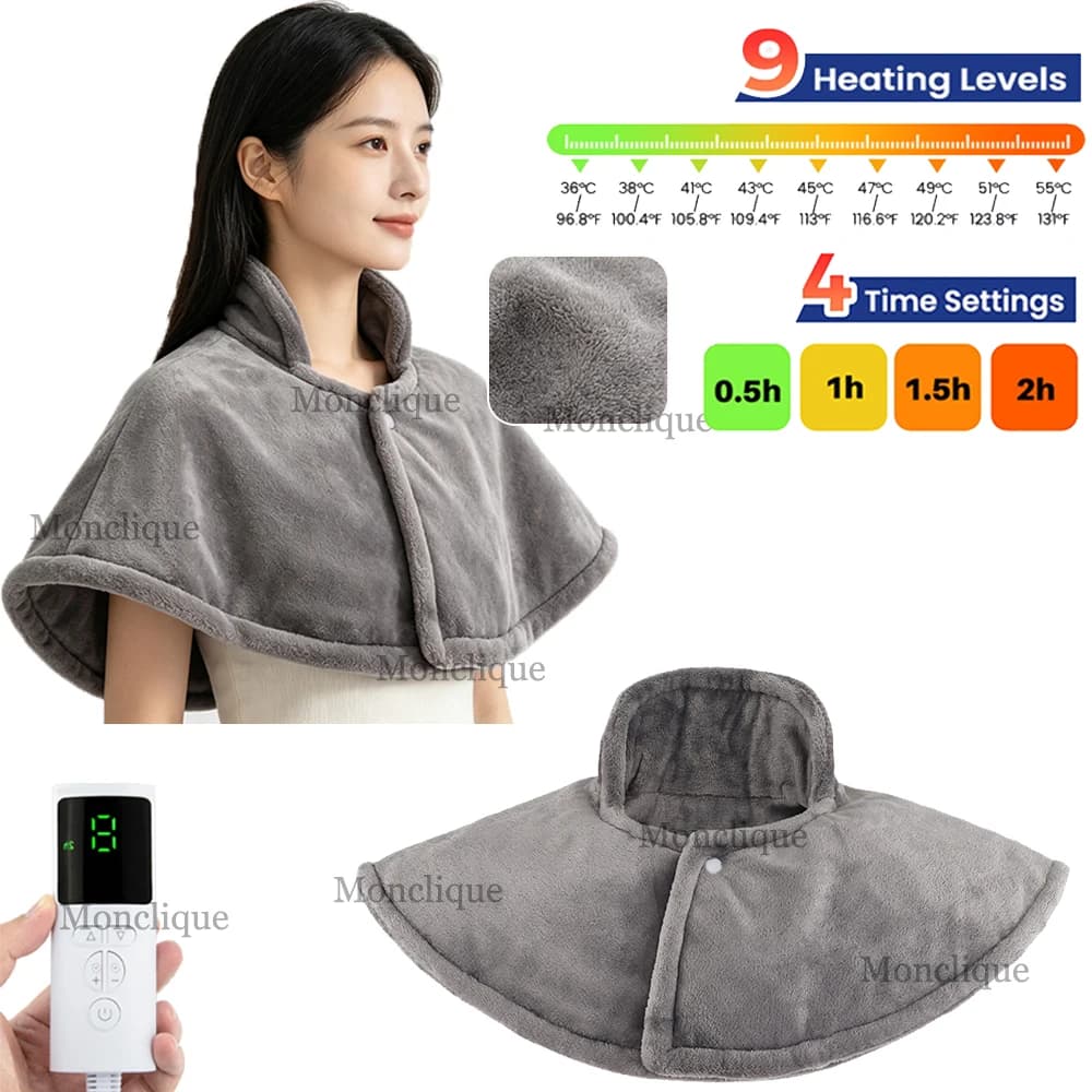 Electric Heating Shawl Plush Soft Smart Timing Hot Compress Blanket Relieve Shoulder Fatigue Neck Warmth Relax Protective Gear