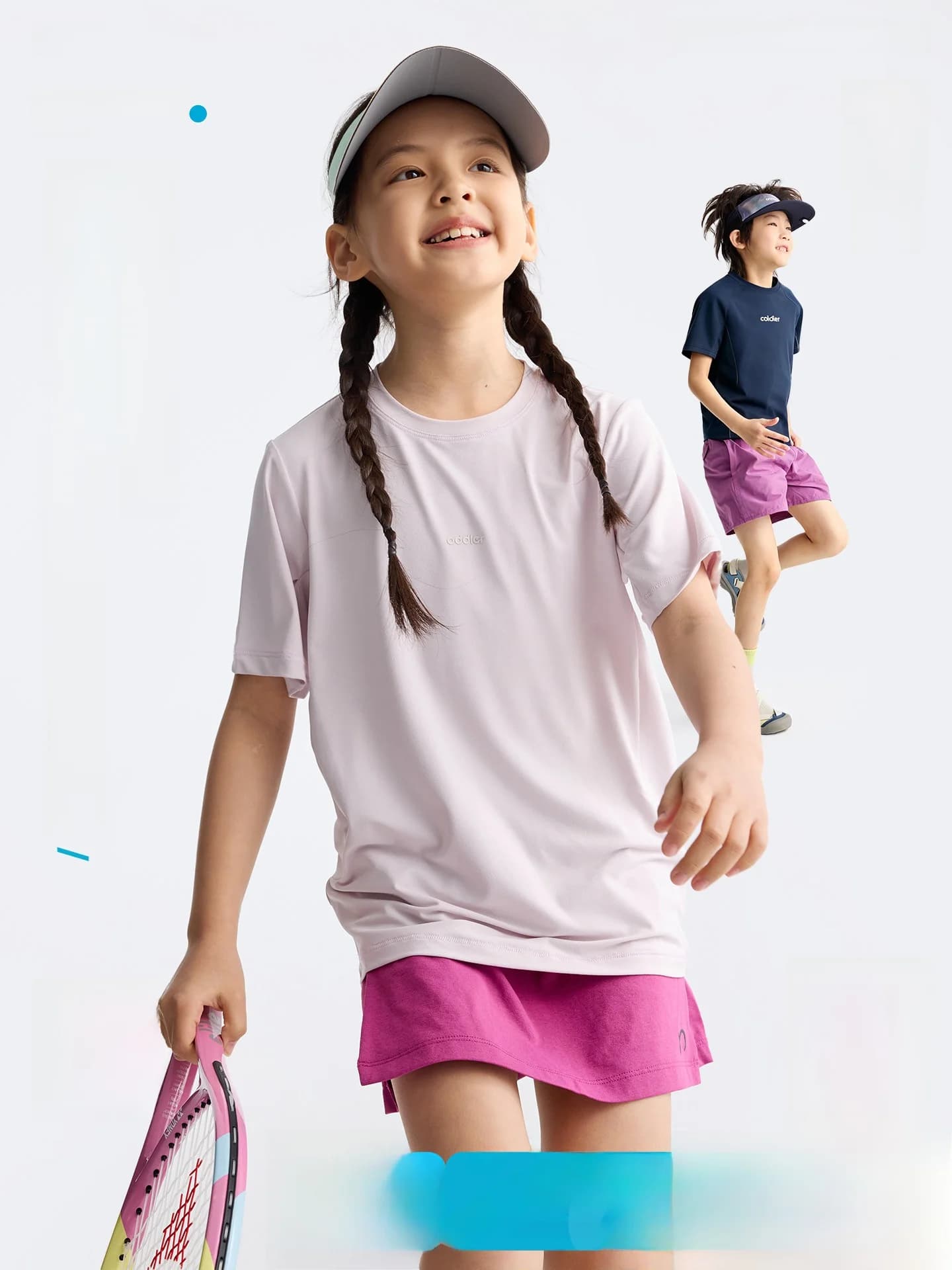 Purrfect Diary Abbigliamento sportivo da tennis per bambini, manica corta, top versatile ad asciugatura rapida per ragazzi e ragazze, stile casual estivo, girocollo