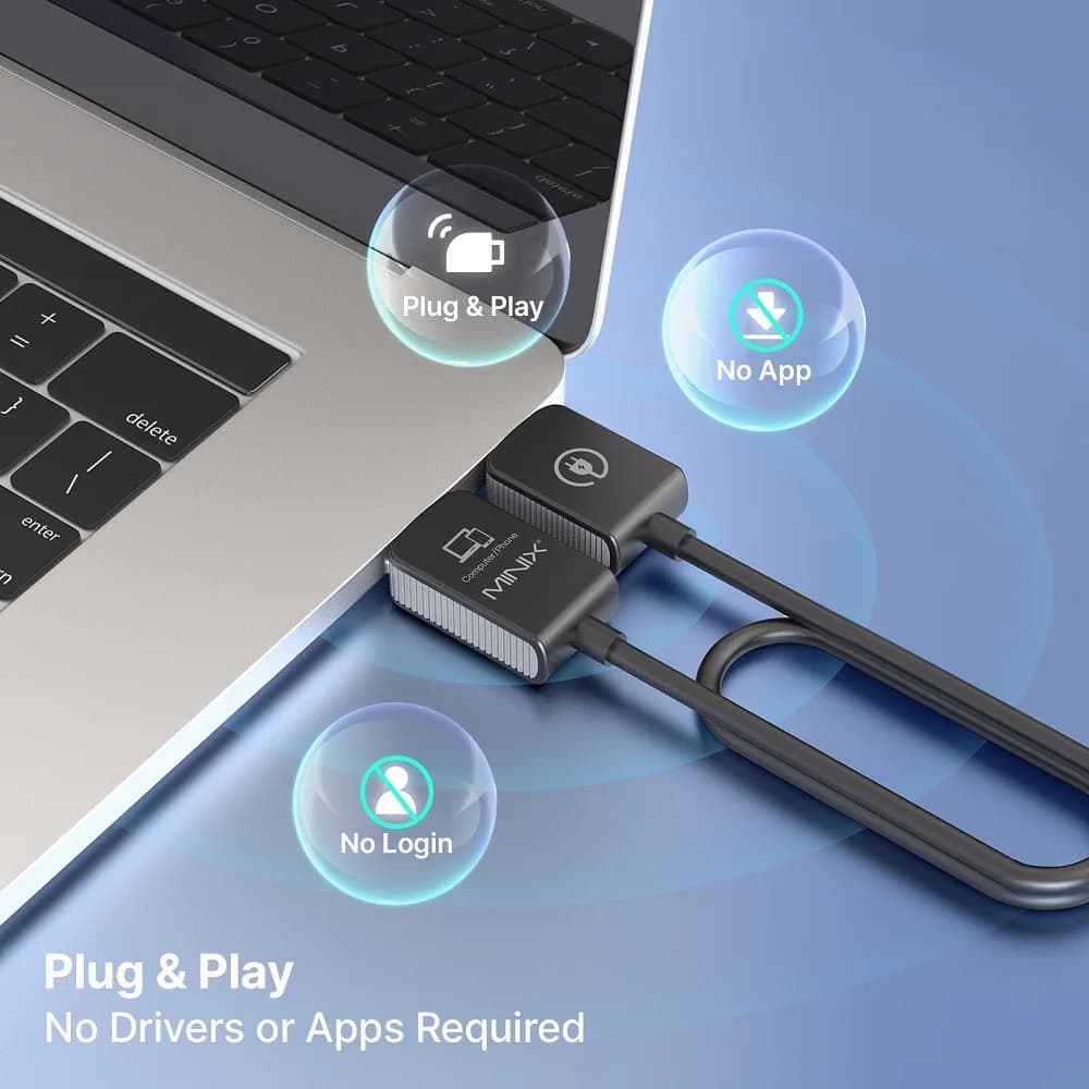 MINIX H1 2.4G/5G wireless HDMI transmitter and receiver for video and audio streaming, ideal for laptop/PC/TV Box/projector