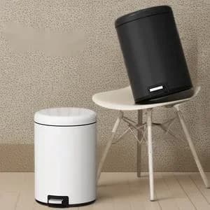 Stainless Steel Pedal Trash Can With Soft Close Lid Indoor Garbage Bin For Kitchen Bathroom Living Room Home Waste Storage Use