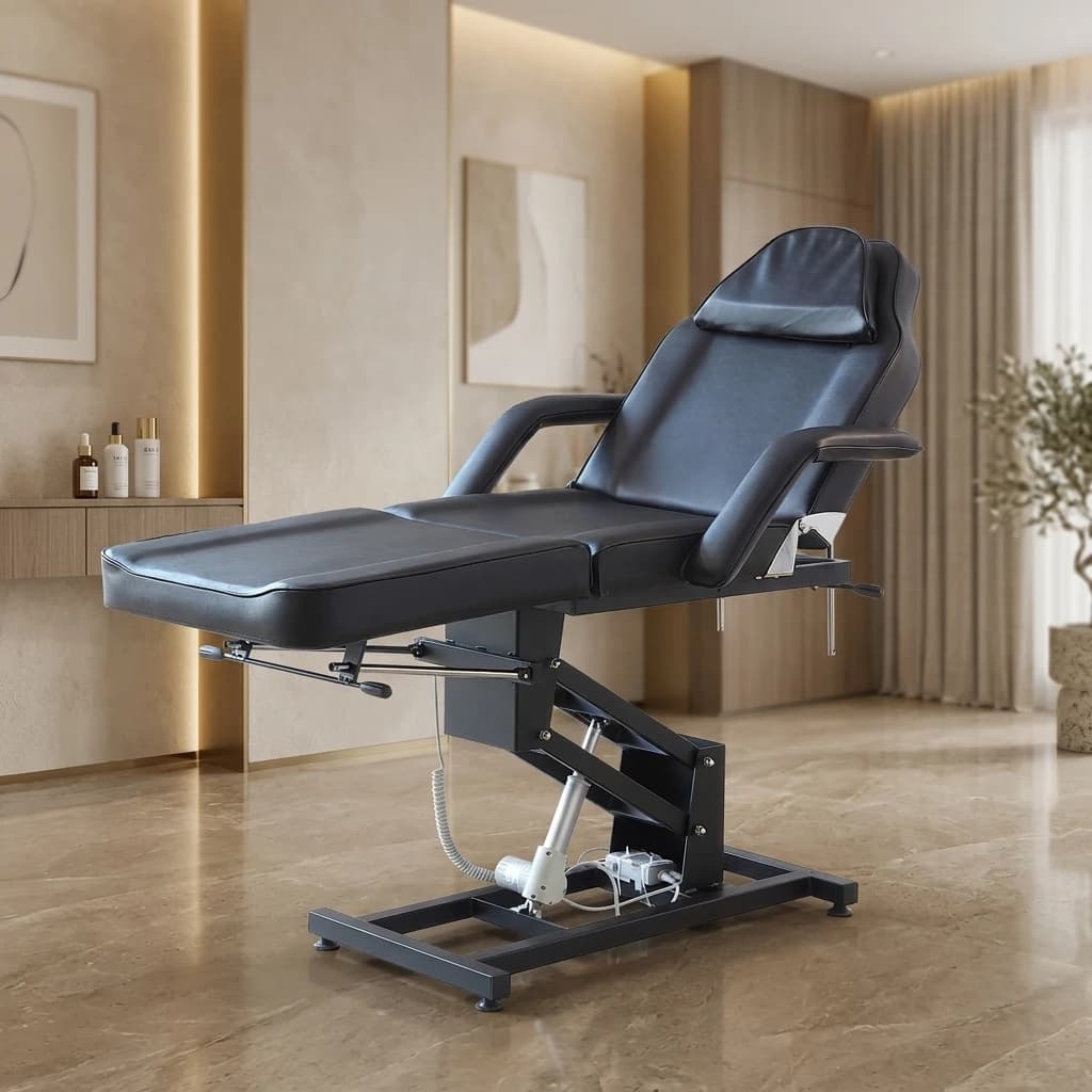 Adjustable Comfortable Modern Portable 3 Section Folding Tattoo Massage Bed Chair Electronic Beauty Bed Home Use Metal Frame