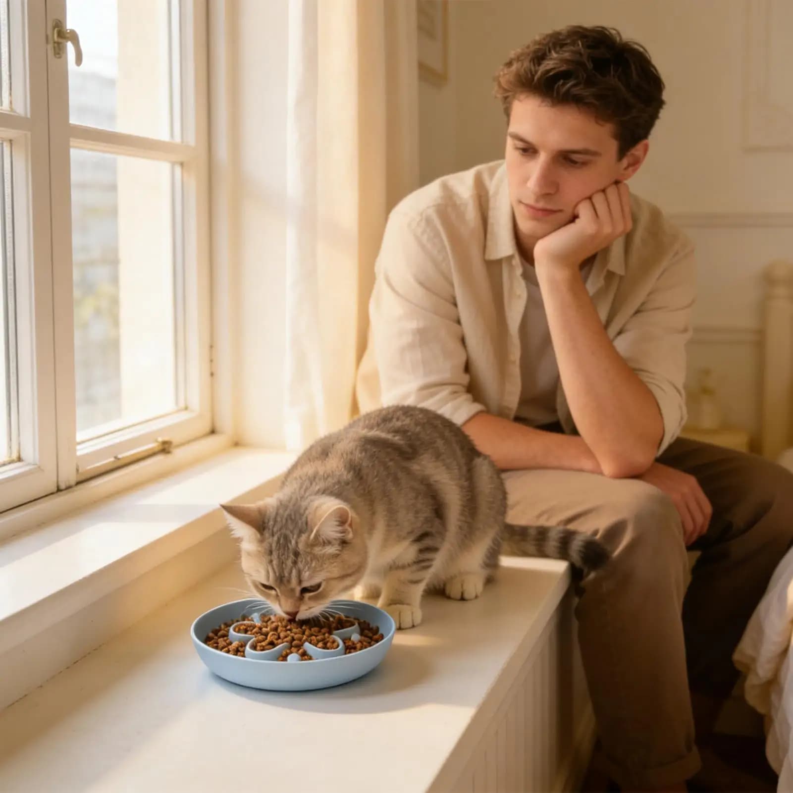 Ciotole per Gatti a Alimentazione Lenta, Antiscivolo, Lavabili in Lavastoviglie, per Cibo Secco, per Gattini e Cuccioli di Taglia Piccola, Media e Grande, per Uso Interno