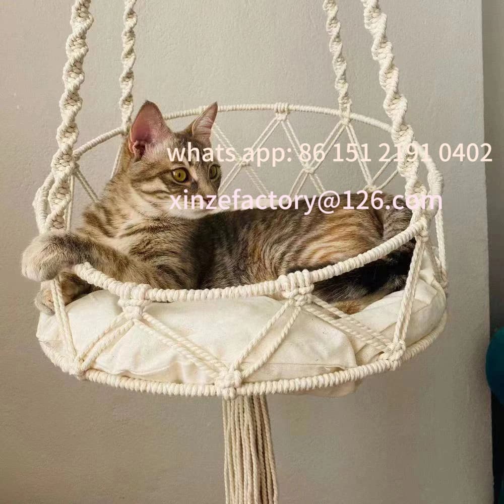 Amaca per Gatti Invernale Personalizzabile Intrecciata a Mano, Letto Sospeso per Gattini, Kit Cintura Bohemien, Tappezzeria per Lettiera Gatti