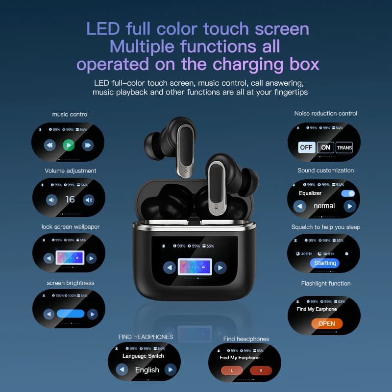 Auricolari Bluetooth wireless originali V8 TWS per cuffie da gioco sportive Cuffie con microfono con riduzione del rumore Display a LED
