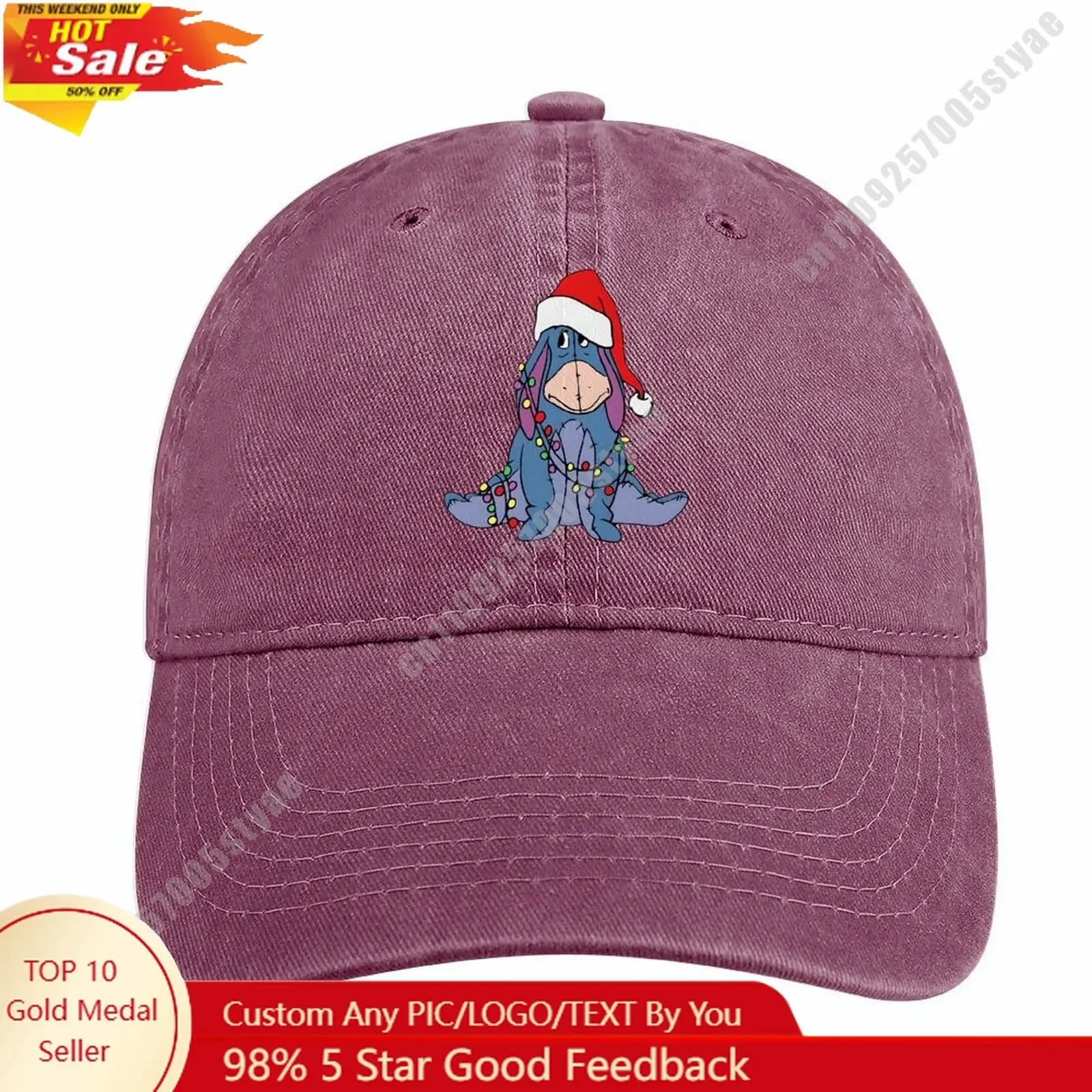 Cappello in denim Eeyore Disney Cartoon, design personalizzato, berretto da baseball con visiera curva regolabile per adulti, articolo alla moda e di tendenza