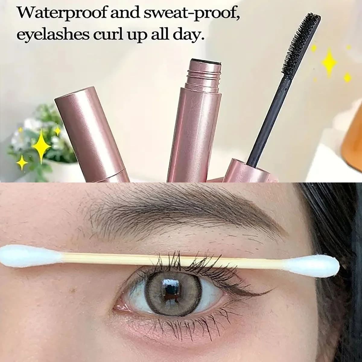 Mascara 3D in Opaque Silk Fiber with Ultra-Fine Brush, Stretch Eyelashes, Fast Drying, Brown and Black, Curved Effect