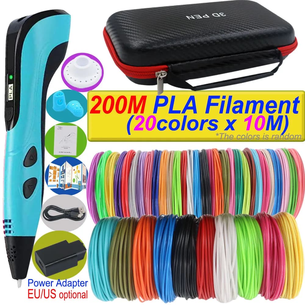 2026 New 3D Printing Pen 3D Painting DIY Toys for Kids with LCD Screen Power Adapter 200M Filament PLA Gift Toys