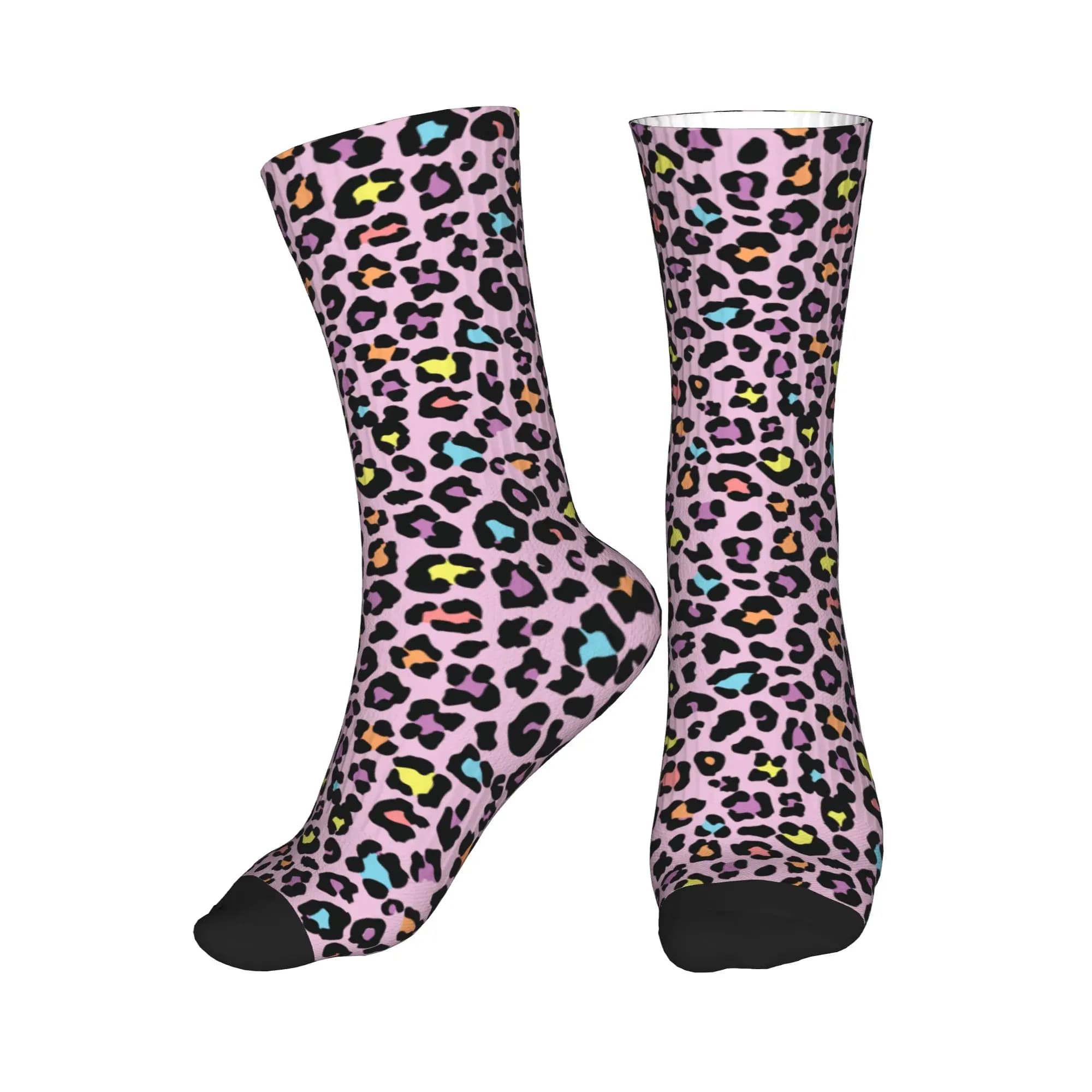 Divertenti calzini da uomo con stampa leopardata effetto pelle animale, calzini unisex traspiranti e caldi con stampa 3D