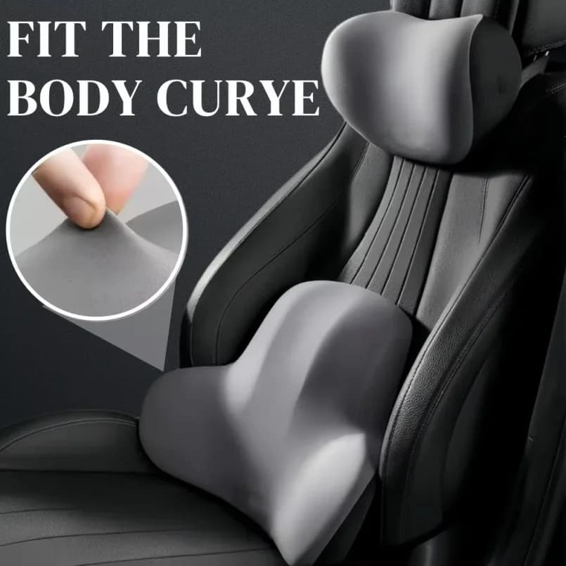 Car Neck Pillow Memory Foam Protective Lumbar Support Backrest Relieves Pressure Breathable Car Headrest Pillow Car Assesories