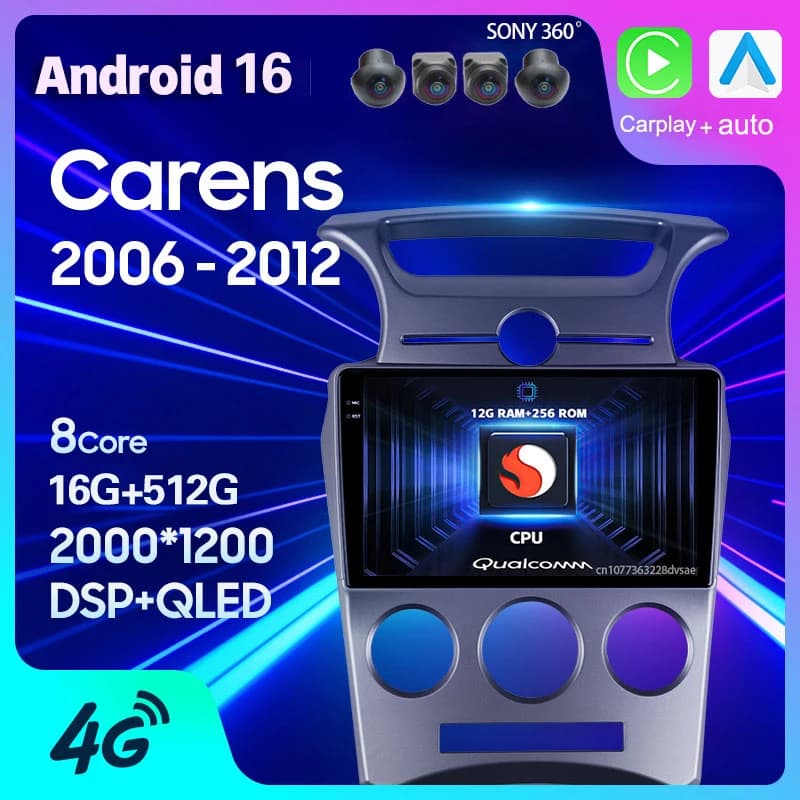 Android 16 Car Radio For Kia Carens UN 2006 2007 2008 - 2012 Carplay Auto GPS Navigation WIFI+4G Head Unit BT Stereo 2 Din Video