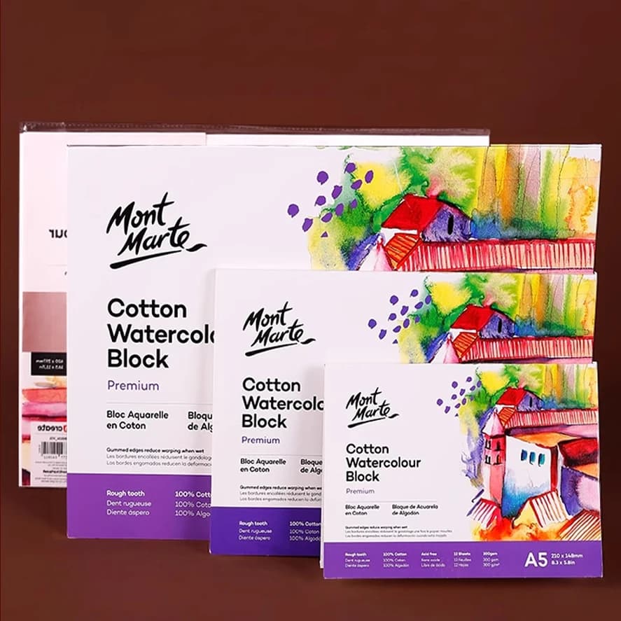 Professional Cotton Watercolor Pad: Acid-Free 300gsm for Flawless Blending, Layering Archival Artwork Sketchbook (A3/A4/A5)