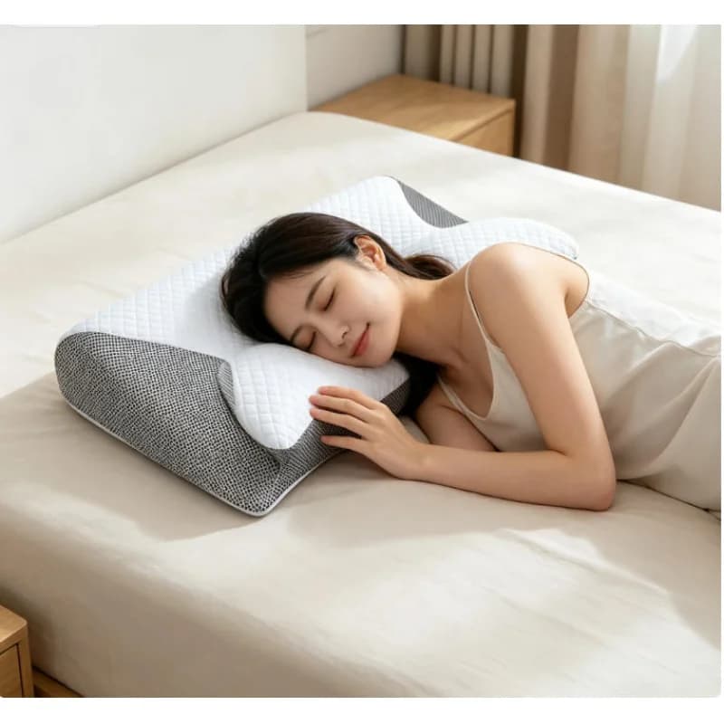 Cuscino Ortopedico Cervicale in Memory Foam a Forma di Farfalla, Cuscino per il Collo a Lento Ritorno, Comfort per il Sonno e Massaggio del Collo