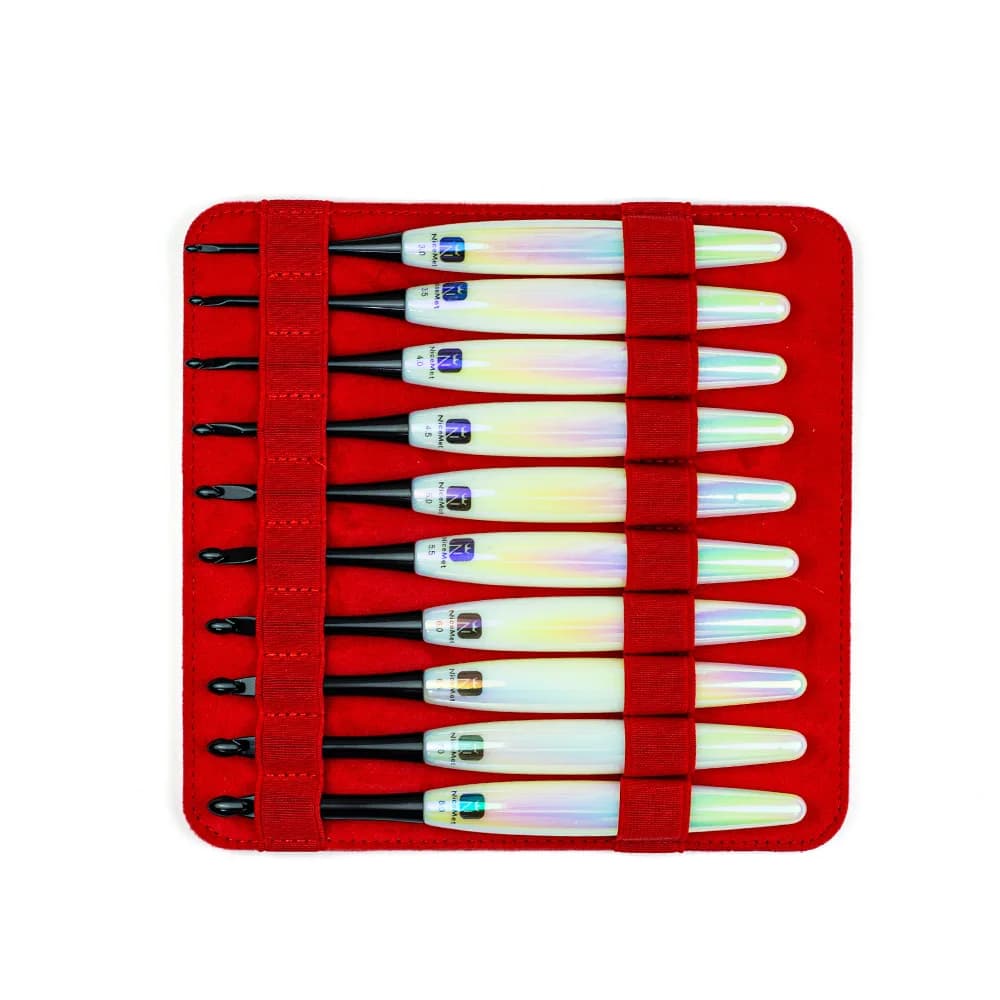 10Pcs Set 3.0-8.0mm Crochet Hooks Acrylic Handle Aluminum Oxide Black Hand Polishing Ergonomic Crochet Hook Weaving Tool
