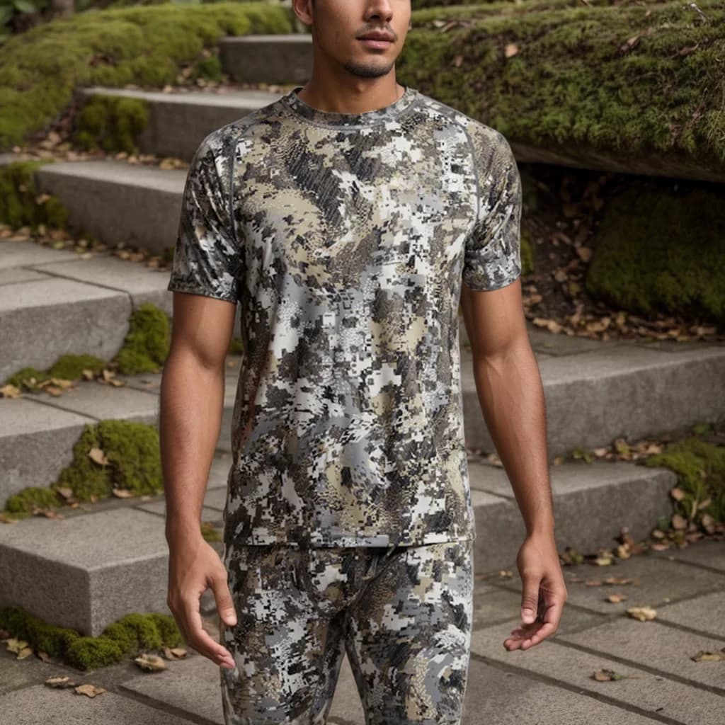 MEN'S T-shirt antibiosis quick-drying printed camo hunting short sleeve summer hunting wear