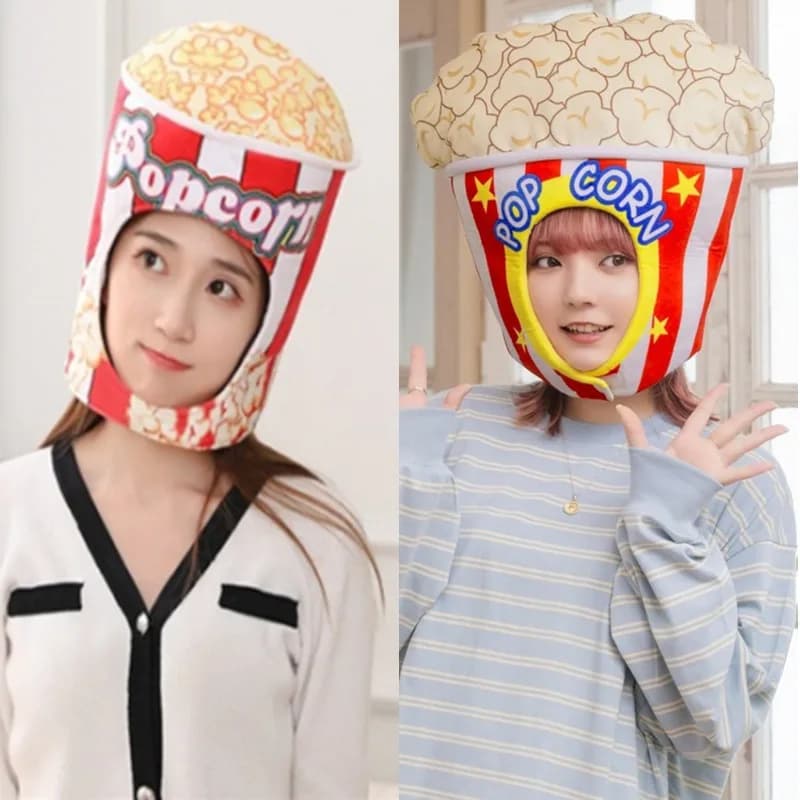 Nuovo Cappello a Secchiello Divertente a Forma di Popcorn 2026, Berretto in Peluche a Tema Cibo, per Feste al Cinema, Costume di Carnevale, Decorazione Halloween, Accessori per Foto