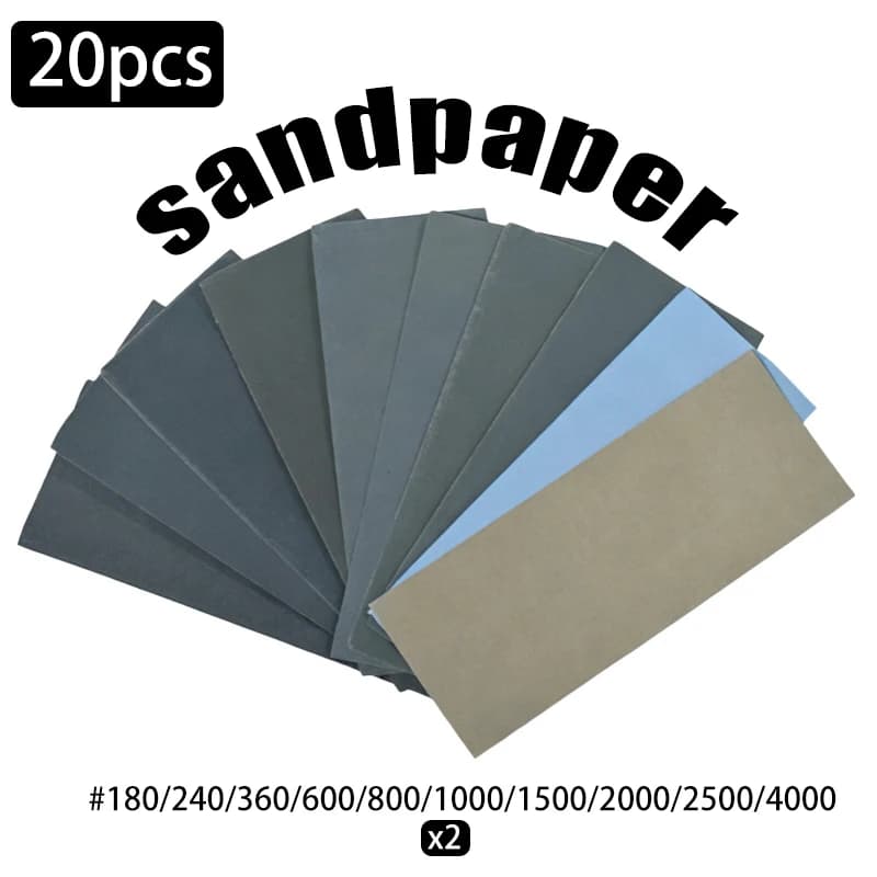 20Pcs Sand Paper 180 240 360 600 800 1000 1500 2000 2500 4000 Grit Sand Paper Water/Dry Sanding Paper Abrasive Tools Sandpaper