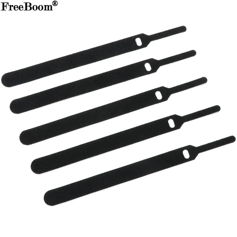 Fascette per cavi rilasciabili per organizer per cavi Nero 12x15/20/30 cm Cinghie ad anello con gancio in nylon Avvolgere Zip Bundle Fasciatura Fascetta di fissaggio in plastica