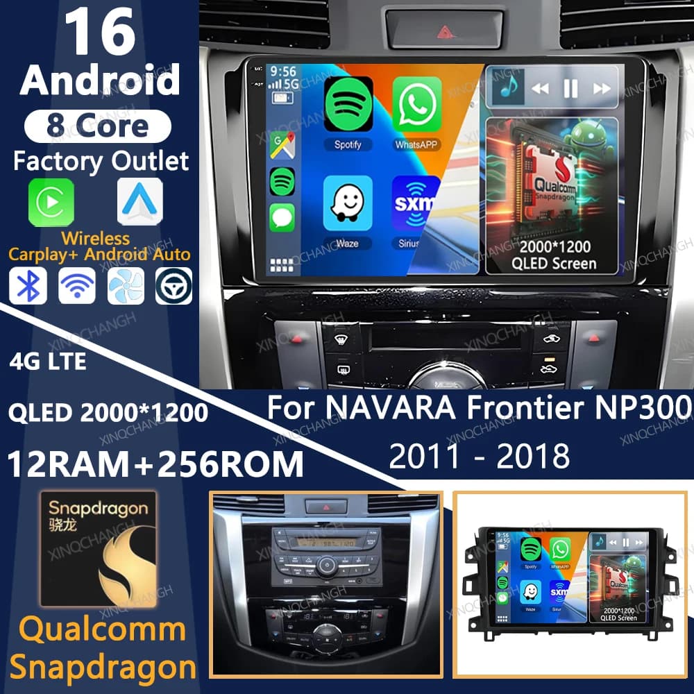 Android 16 Car Radio For Nissan NAVARA Frontier NP300 2011 - 2018 Head Unit GPS 2DIN BT Qualcomm 4G WIFI Multimedia Video Player