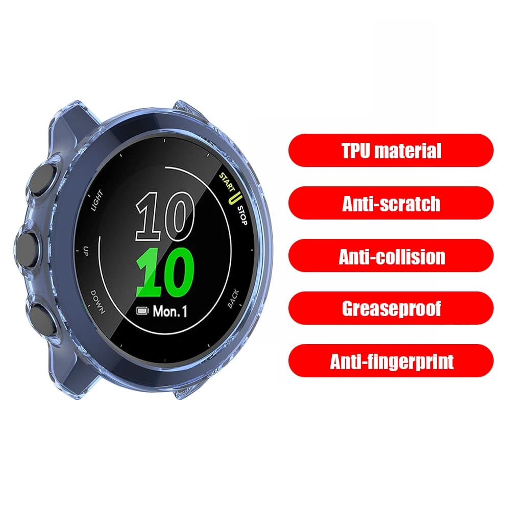 Protective Cover for Screen 4 Classic Cover for Leather Frame for Garmin Forerunner 55/158 Smartwatch