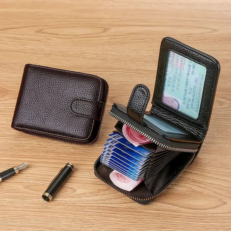Nuova borsa per carte antissmagnetizzazione, borsa per carte di patente di guida, cerniera, custodia multi-carta, borsa per il cambio integrata.