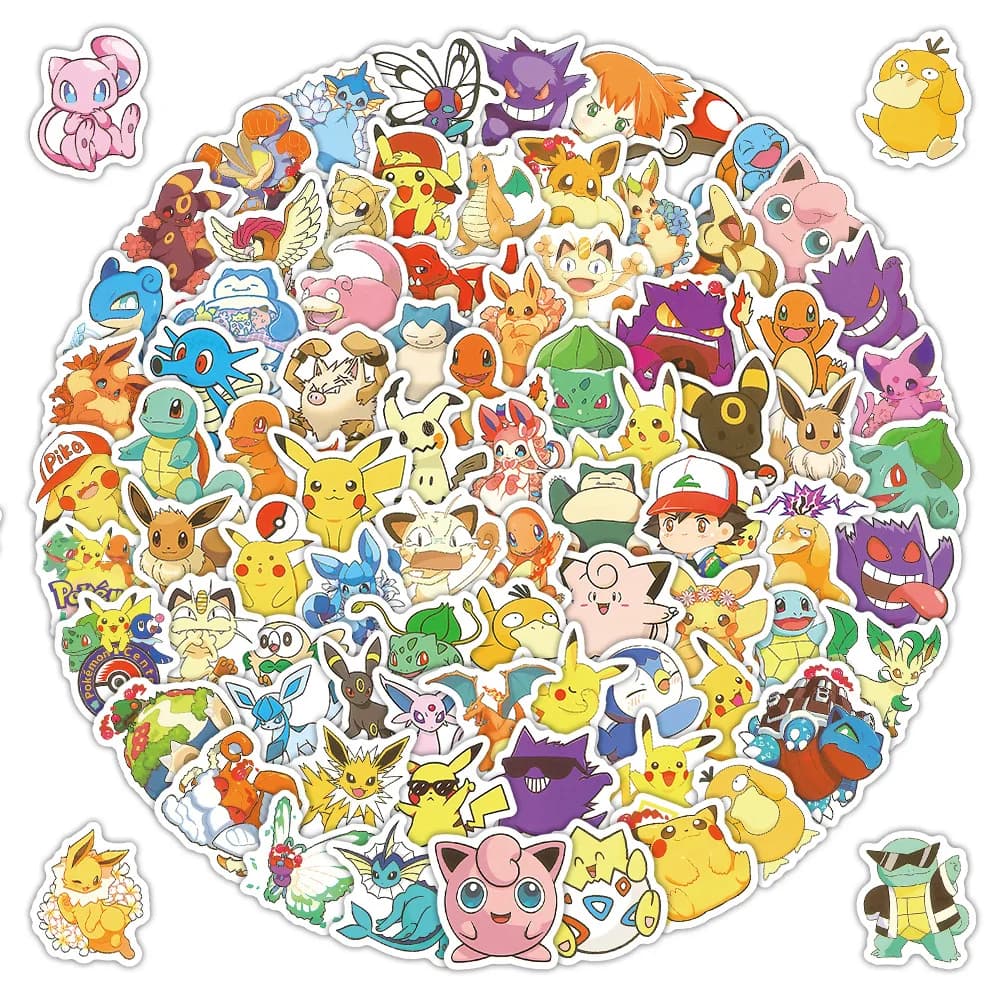 103 pezzi simpatici adesivi anime Pokémon decorazione fai da te telefono notebook valigia laptop frigorifero adesivo cartone animato graffiti