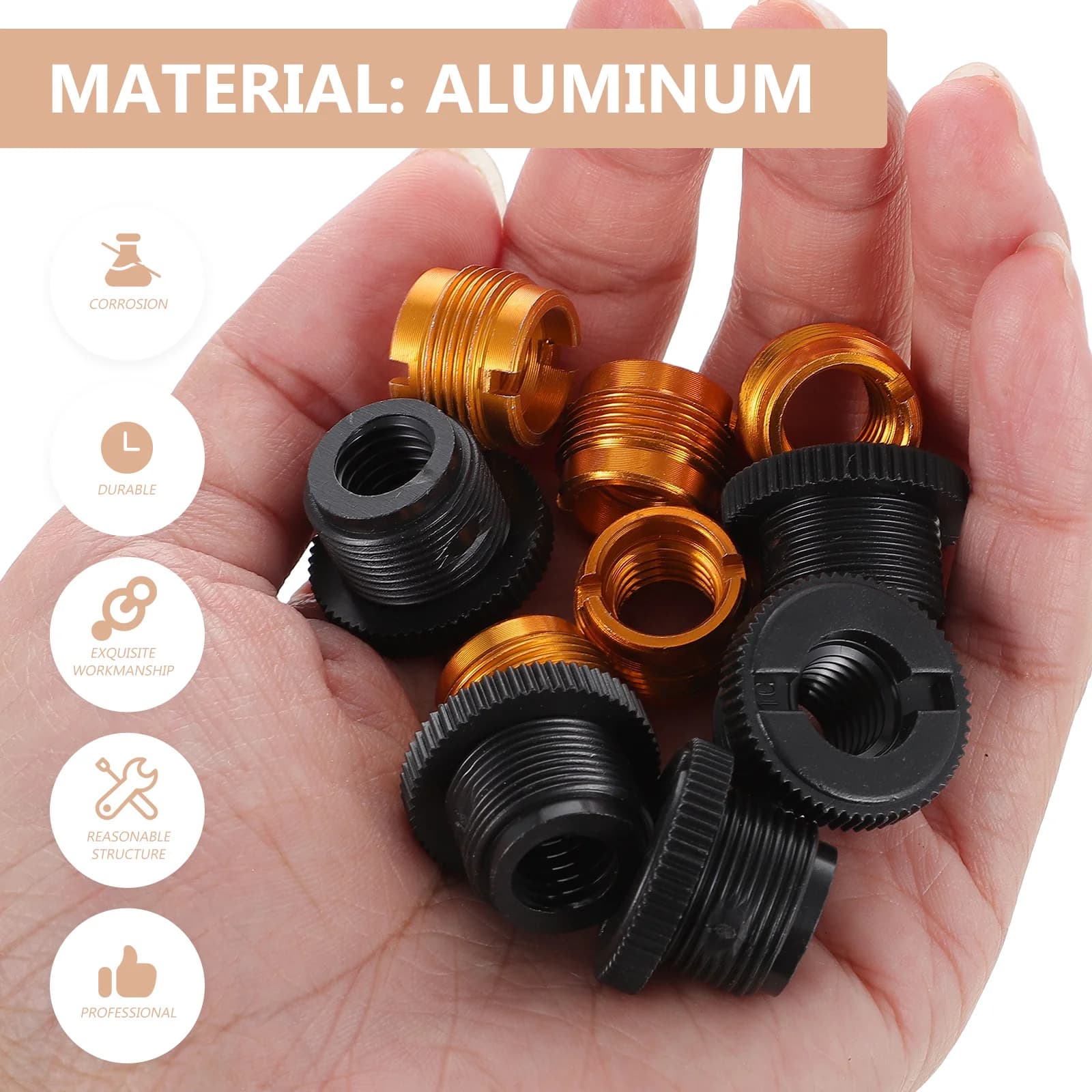 Adattatore per supporto per microfono da 10 pezzi da 3/8 femmina a 5/8 maschio adattatore per vite per microfono in alluminio per treppiede antiscivolo per uso professionale