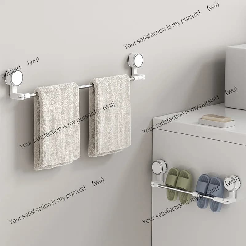 Toilet Suction Cup Telescopic Towel Rack Household Bathroom Non-punching Rotatable Towel Bar Toilet Towel Rack