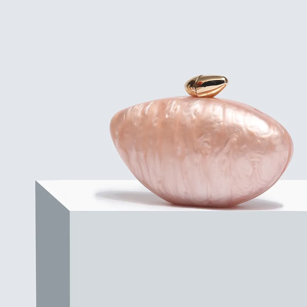 2025 Nuova borsa da sera firmata da donna - Pochette in acrilico alla moda con catena, elegante borsa a tracolla ellittica per matrimoni e feste