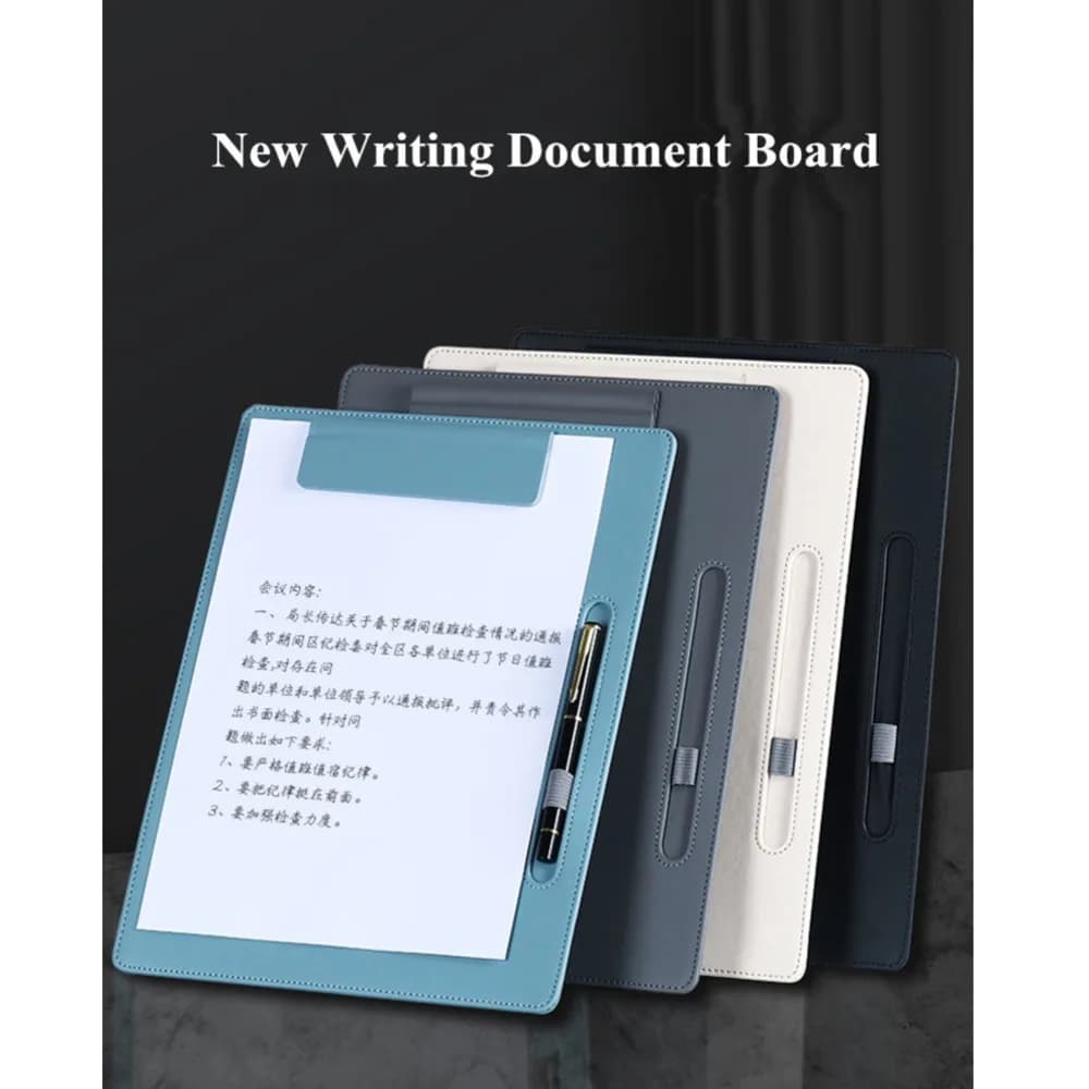 Cartella di carta magnetica in pelle PU A4 Appunti per conferenze Blocco note pieghevole Porta menu Clip Board