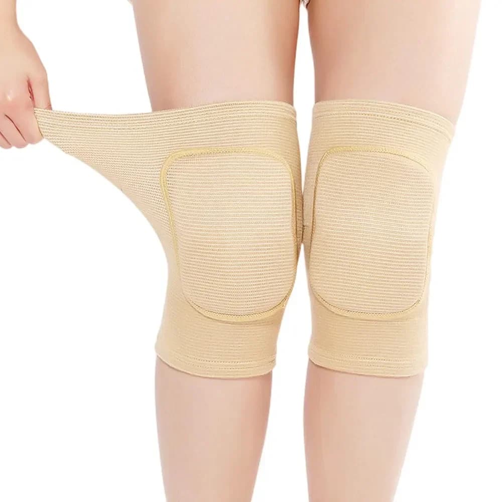 Ginocchiere a compressione sportiva Protezione elastica per ginocchio Supporto in spugna addensata per ginocchia da allenamento per pallavolo con rulli da ballo