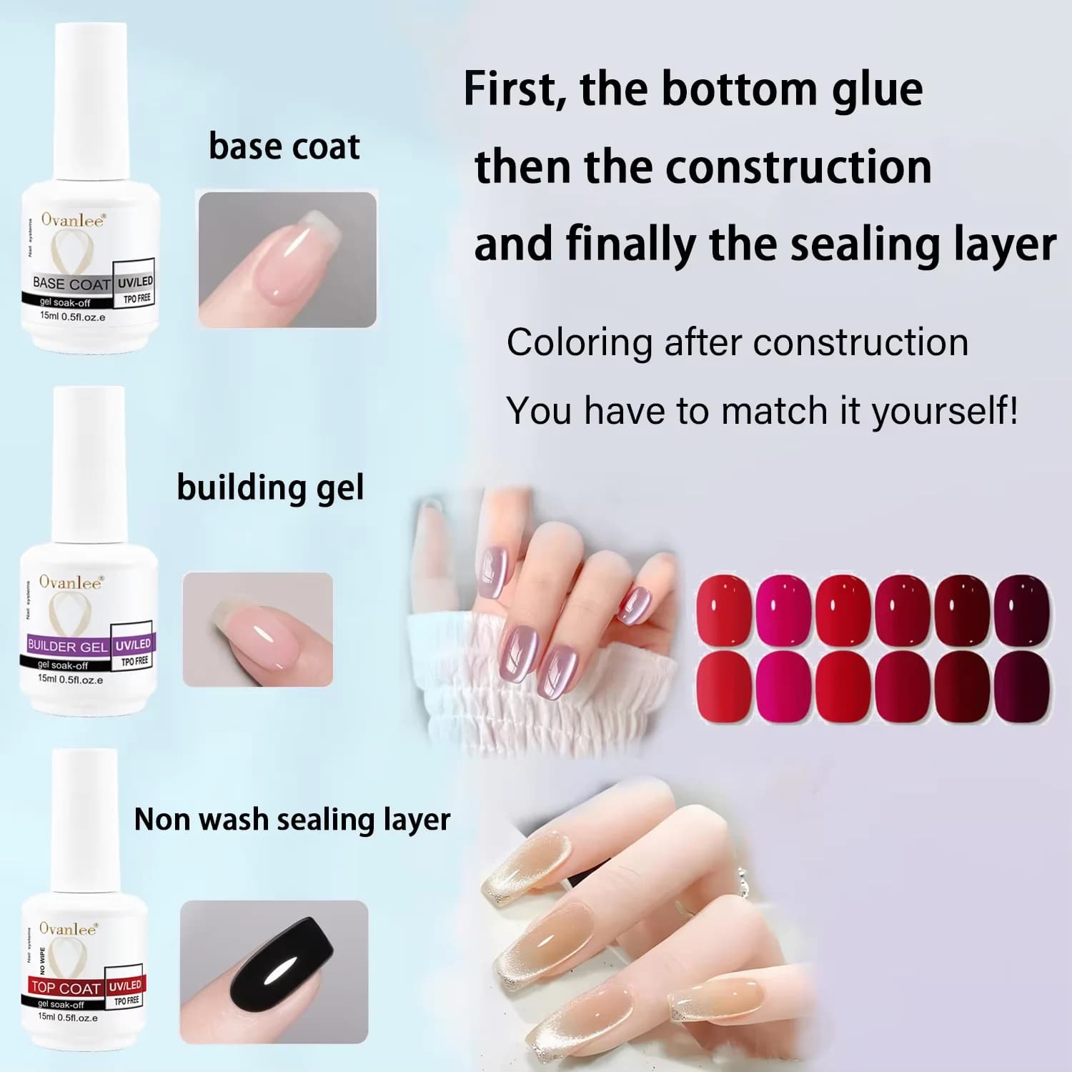 Ovanlee 3-Piece Painless Construction Glue Special Nail Primer Functional Glue Reinforcing Nail Polish Glue