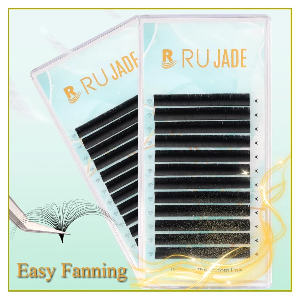 Rujade Automatic Blooming Fast Blooming Easy Fan Lashes 1s Auto Flowering Lash Mega Volume Fans Extension ciglia Makeup Cilios