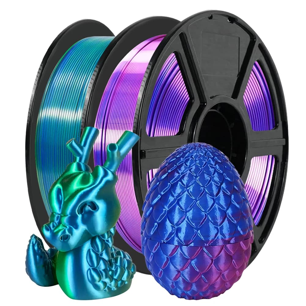 Two-tone Silk 3D Printing Filament 250 g Red Blue Silk + Green Silk 1,75 mm PLA ± 0.03 mm Perfect for FDM printers