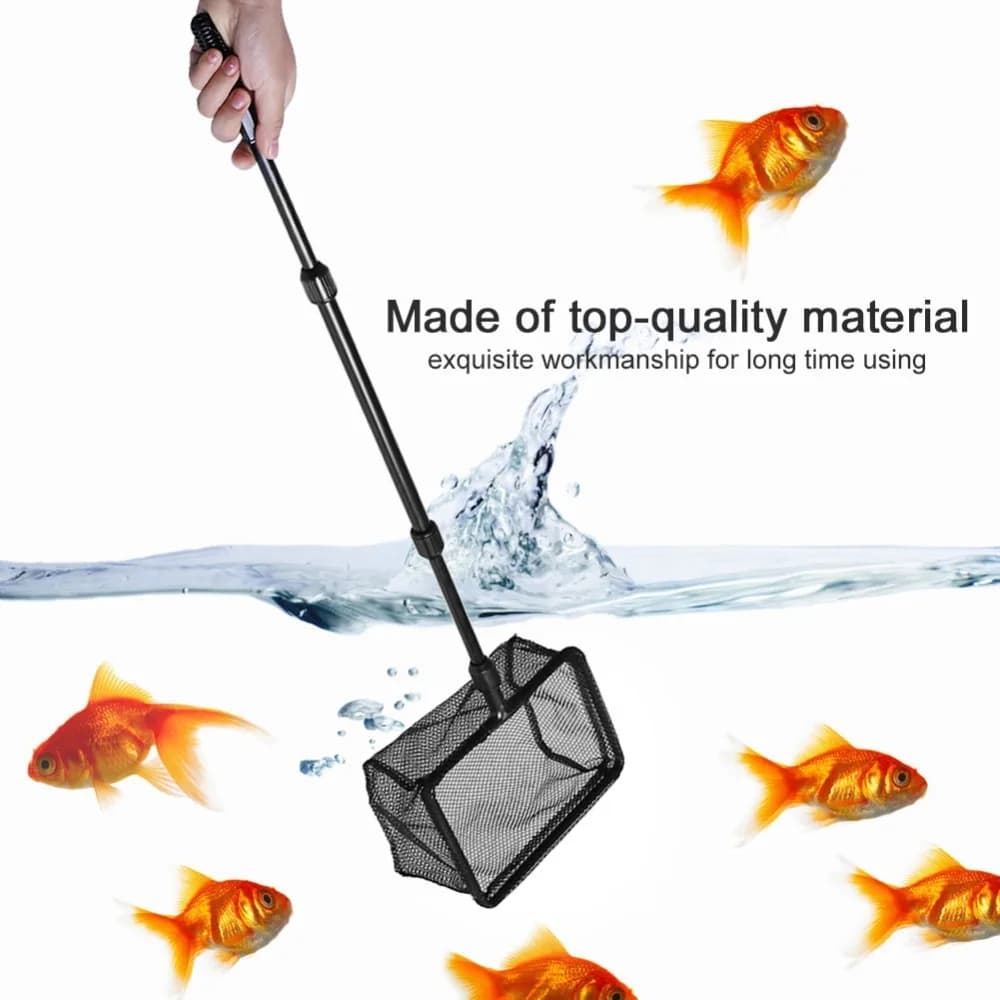 Rete da Pesca Retrattile con Manico in Plastica, Design Retrattile, Rete da Pesca Nera per Acquario, Rete Galleggiante per Pulizia e Sbarco