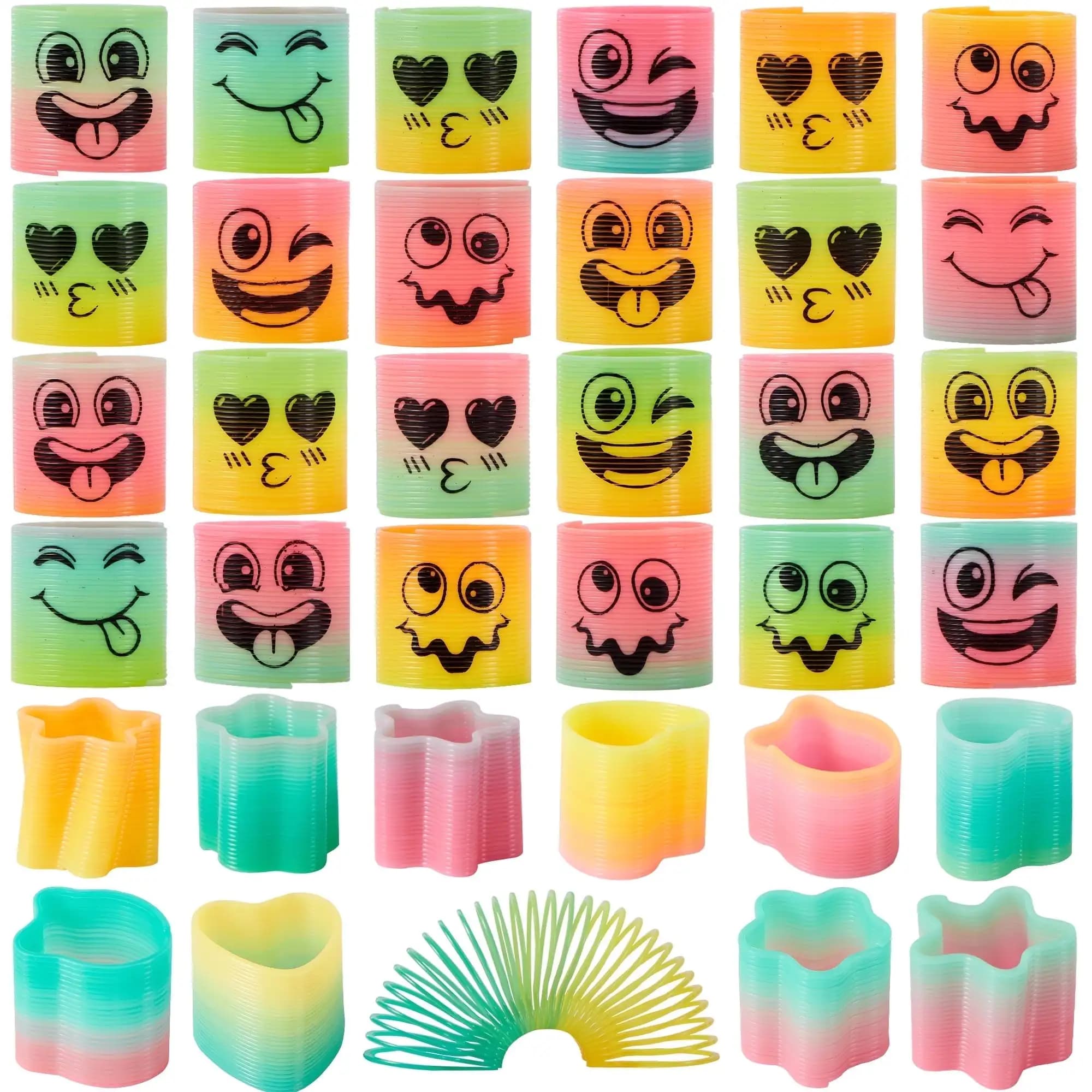 Joyfy 30 pieces mini toys spring wedding favors plastic coil rainbow toy shake up for birthday bottles fillers pinata