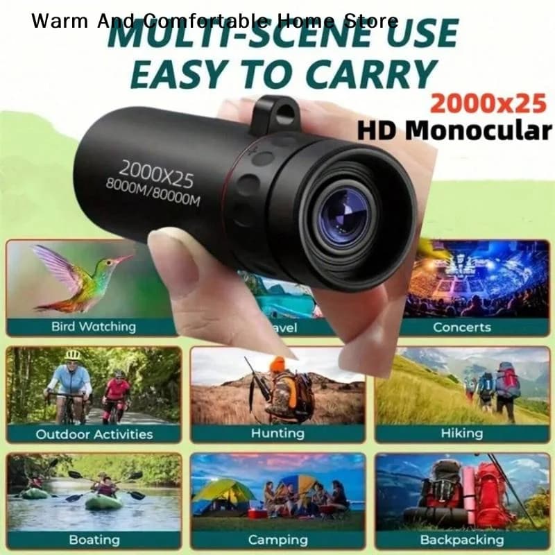 【W】2000x25 HD Monocular Telescope Mini Portable Mobile Phone Telescope Outdoor Camping Hunting Birdwatching Telescopes