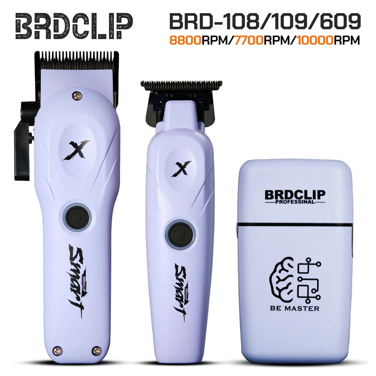 BRDCLIP BRD108 BRD109 BRD609 8800/10000RPM Professional Men's Electric Cordless Hair Clipper DLC FADE Blade Trimmer Bald Shaver