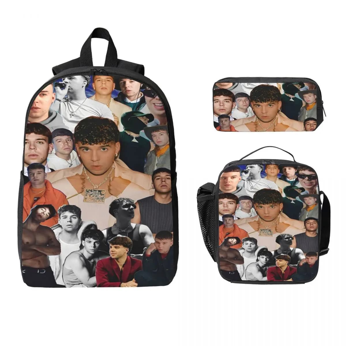 3 pezzi Quevedo Singer Cool Rapper Zaino Set per ragazze Ragazzi Scatole per matite Set di zaini con scatola per il pranzo per studenti delle scuole Zaino