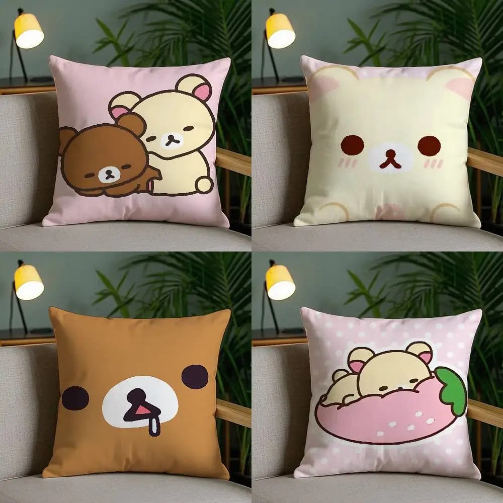 Cute L-rilakkumaS Kawaii pillow pillow case Soft and cute pillow cover Federa for car sofa Polyester pillow with zipper