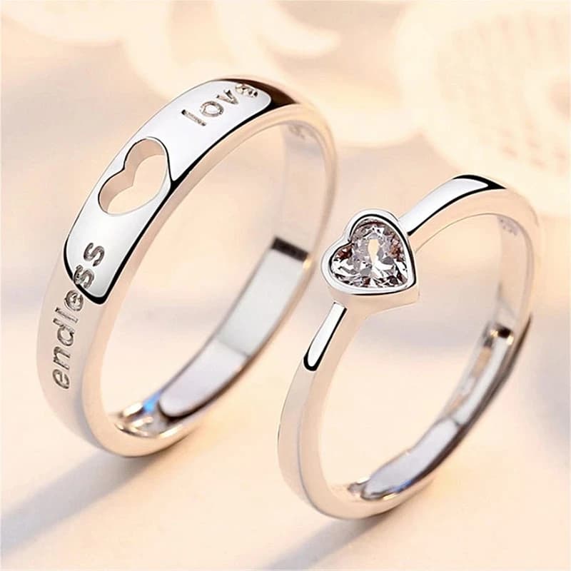 2 pz/set zircone cuore abbinato coppia anelli Set per sempre infinito amore fede nuziale per donna uomo gioielli con ciondoli