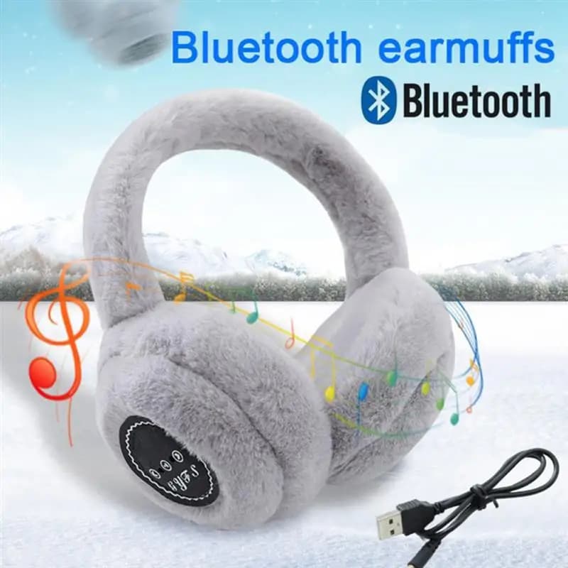 Cuffie antirumore in peluche per esterni invernali Cuffie wireless Bluetooth carine e calde in pelliccia Auricolari Cuffie wireless stereo in tinta unita