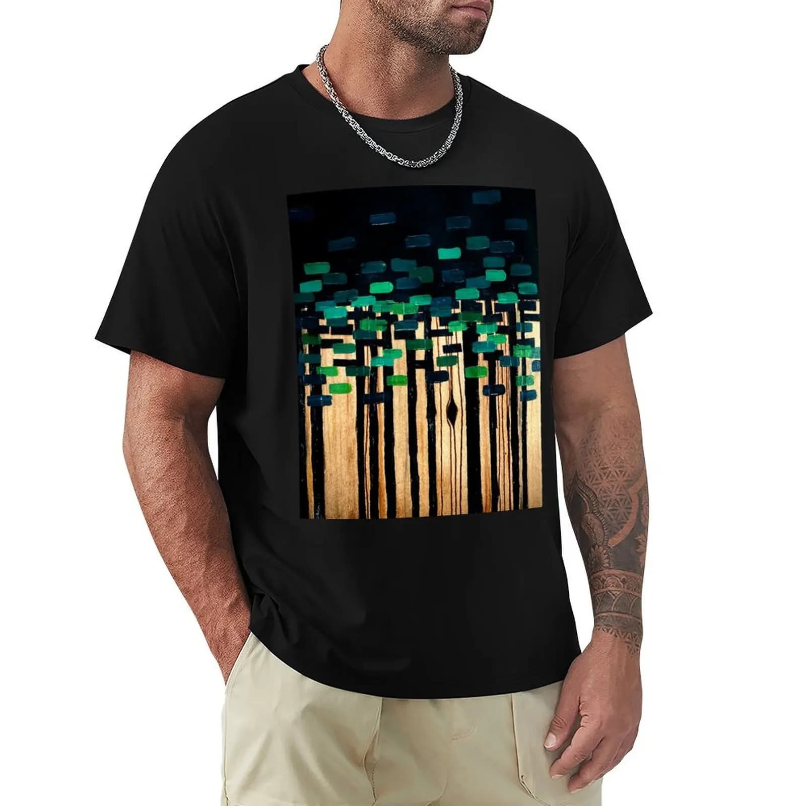 T-shirt Square Forest, maglietta in cotone a maniche corte per sport attivi