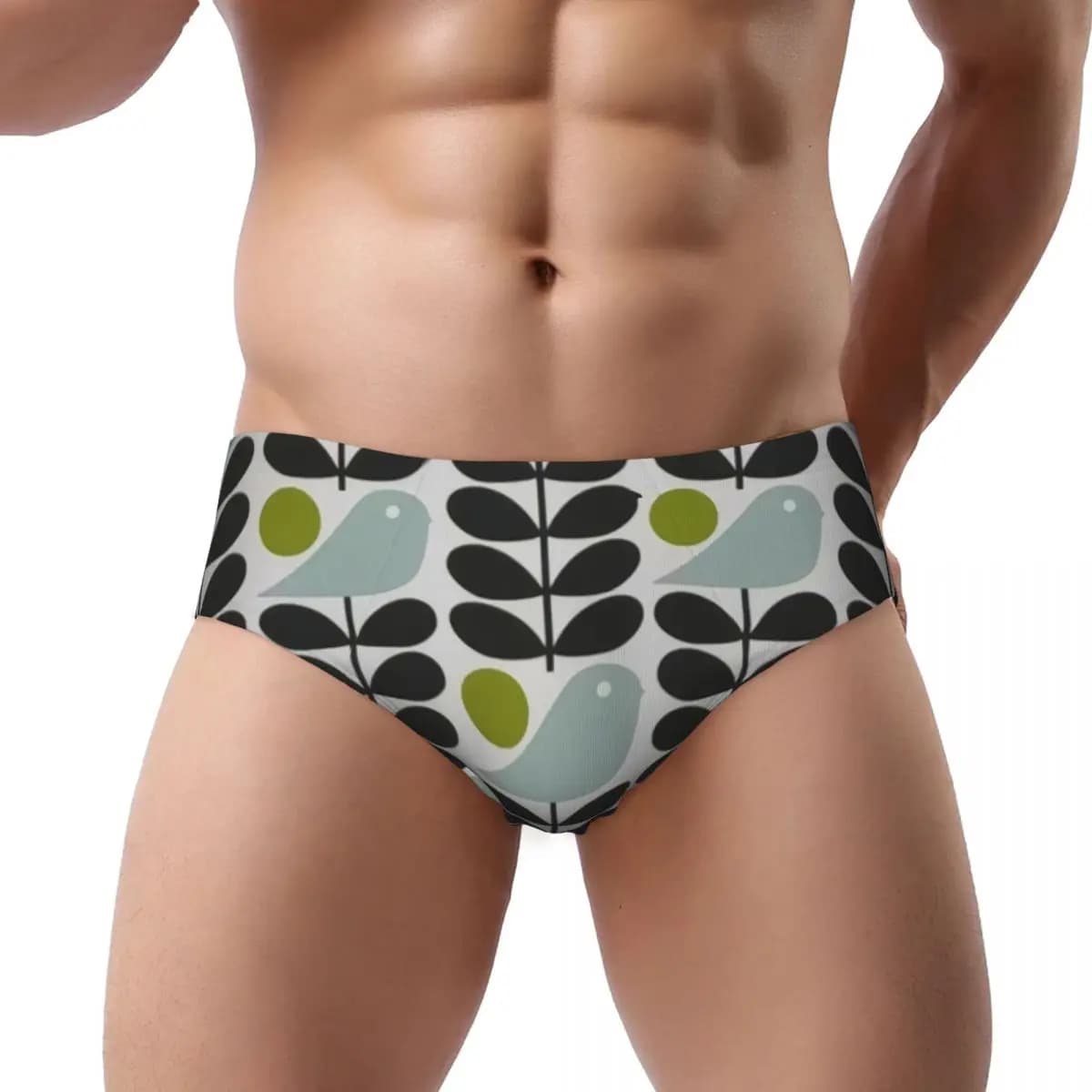 Custom Orla Kiely Scandinavian Multi-Stemmed Birds Flower Brief Panties for Women Comfort Stretch Underwear