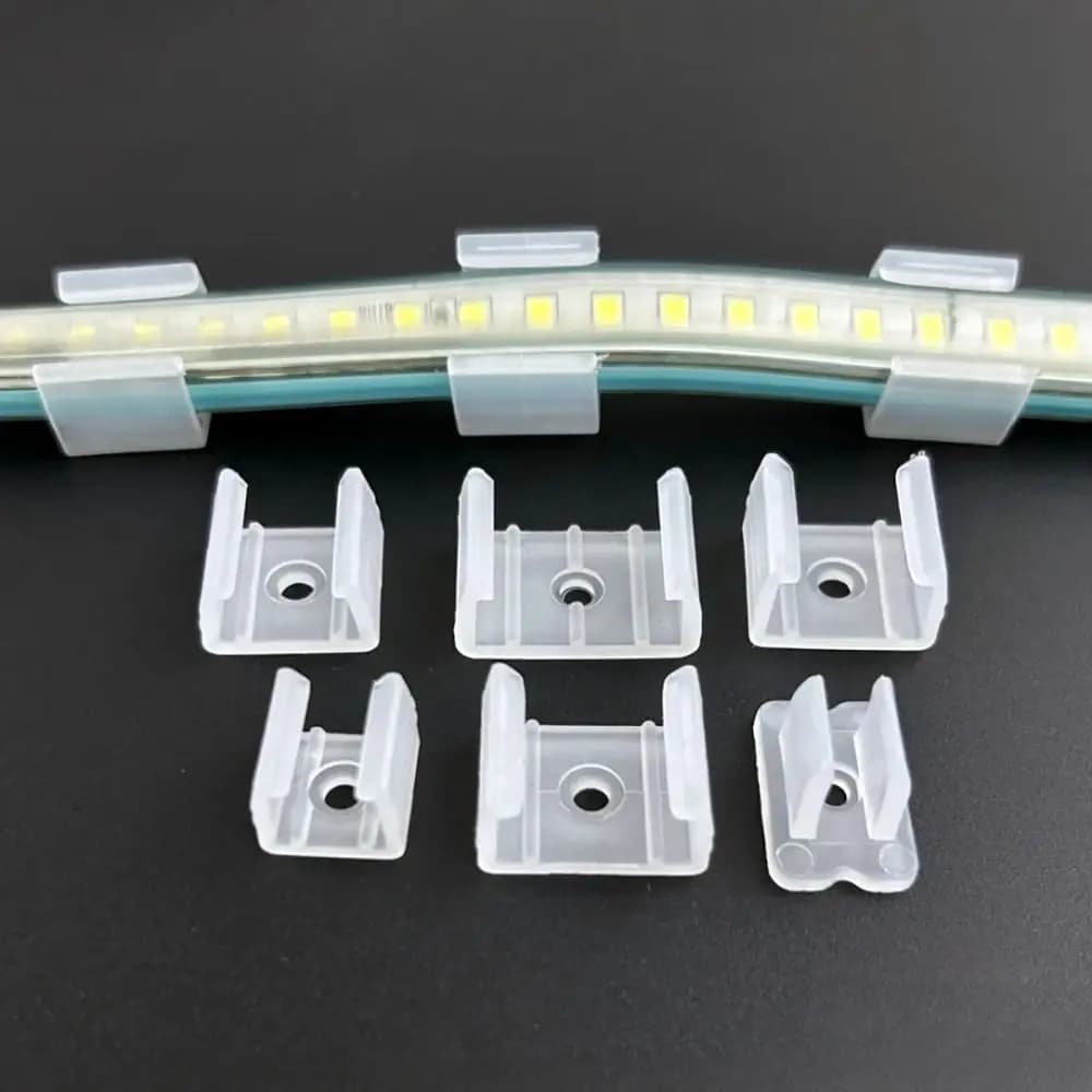 100Pcs 220V Flexible COB LED Strip Fixed Clips Lamp Holder Fitting Plastic Light Mounting Buckle 5050/5730/2835 8-20mm