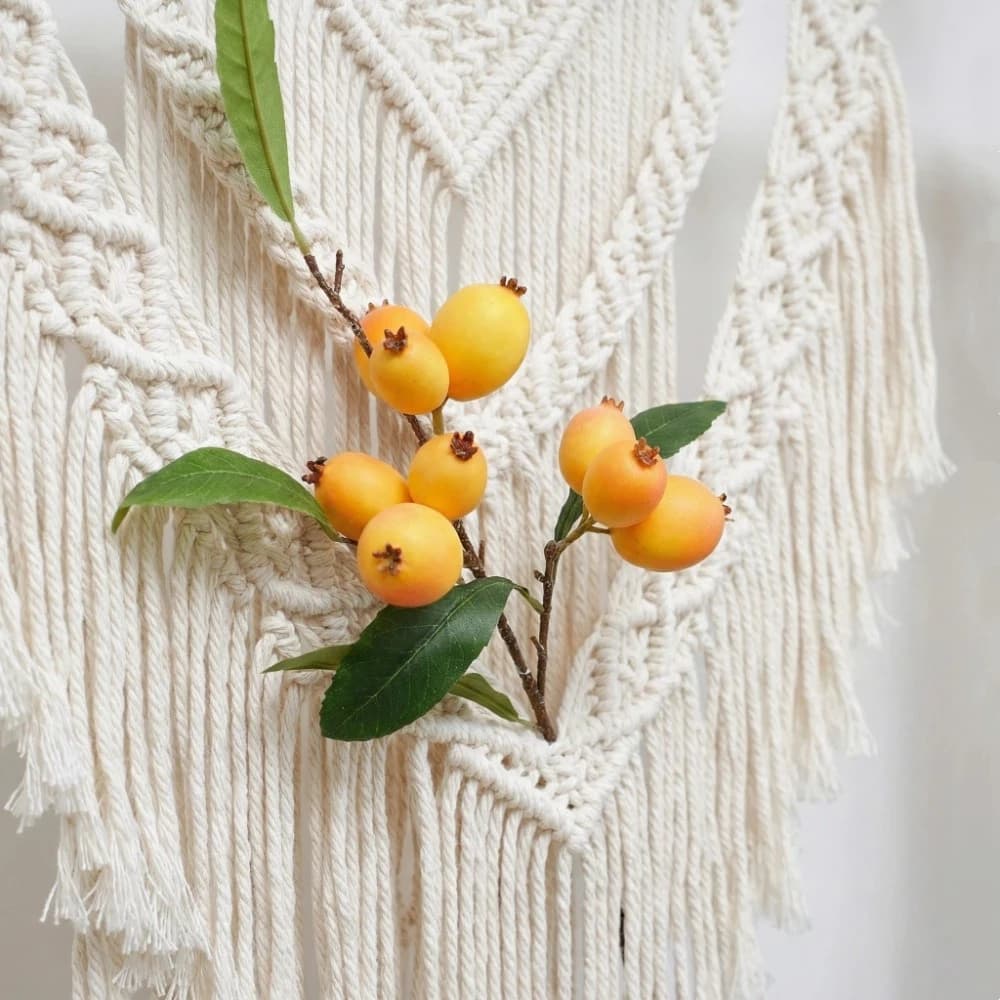 Ramo di Loquat Artificiale con Foglie Verdi, Albero di Frutta Finto di Lusso, Piante Finte Realistiche ed Eleganti